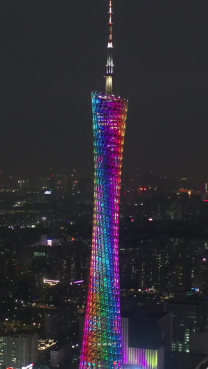 广州城市风光广州塔小蛮腰夜景广州地标建筑32秒视频