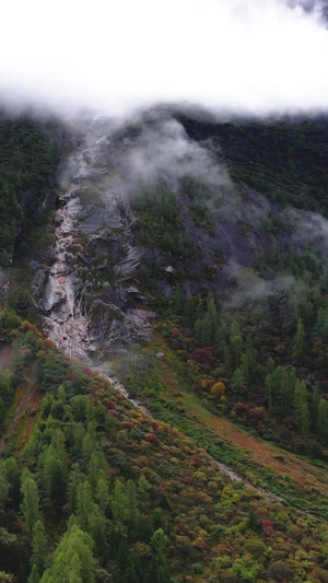 航拍四姑娘山外婆阿妣峰雪山和秋色景观素材5A景区45秒视频