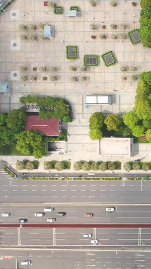 航拍城市街景道路交通停车场人行道素材城市素材31秒视频