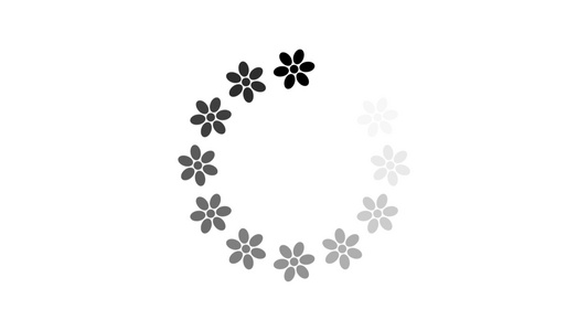 动画 - 在白色背景上装入圆形花朵图标,带 Alpha 频道。 4k 视频视频