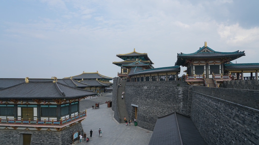 8k素材延时摄影航拍中国唐城古建筑群视频