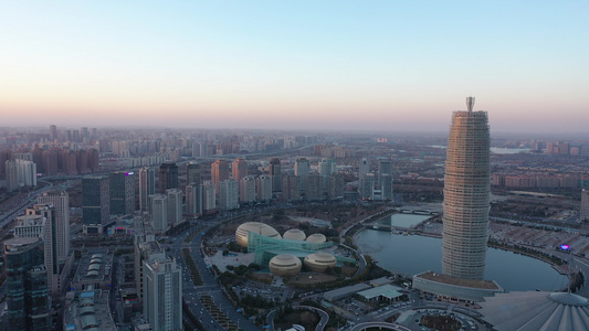 航拍郑州郑东新区CBD大玉米楼都市建筑群视频