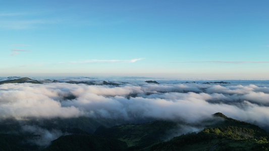 清晨山川云海日出彩霞自然风光航拍视频