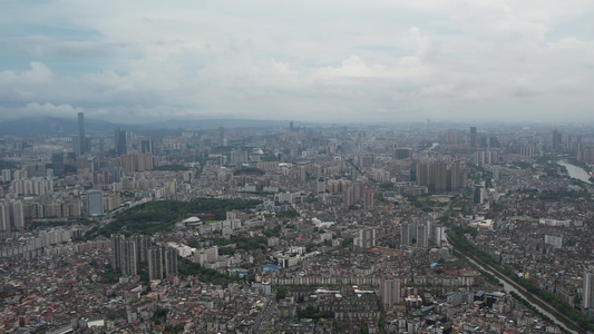 城市晴天大远景航拍视频