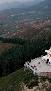 多彩卓尔山白塔和经幡自然风光视频素材4A景区视频