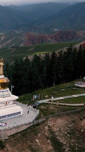 多彩卓尔山白塔和经幡自然风光视频素材4A景区视频