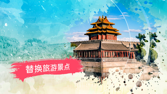 中国风旅游景点照片展示AE模板视频