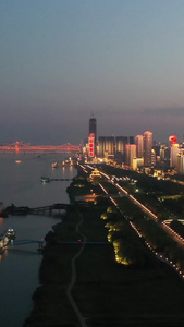 航拍城市灯光秀夜景世界加油中国加油武汉加油素材城市素材视频