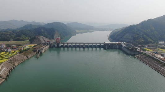 河流水电站能源发电航拍 视频