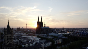 夕阳下的德国科隆大教堂20秒视频