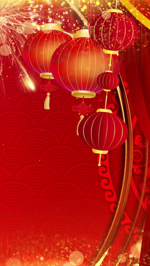 节日喜庆热闹春节红色背景视频30秒视频