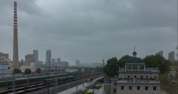 沈阳东站奉海铁路局旧址阴雨视频