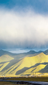 延时高原西藏雨后彩虹素材蓝天白云视频