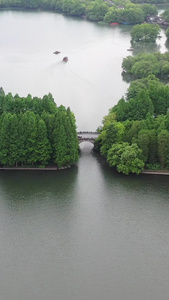 杭州西湖茅家埠景区航拍视频自然风光视频