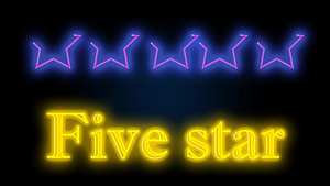 80年代复古风格的霓虹招牌动画五颗星闪烁着紫色和粉红色7秒视频