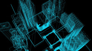 城市电线框架模型动画3D21秒视频