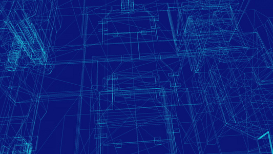 城市电线框架模型动画3D视频
