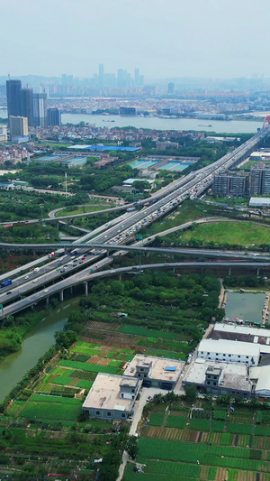 广州立体交通石榴岗大桥和立交桥航拍北上广深55秒视频