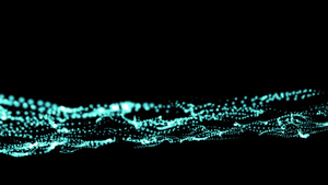 黑色背景上的蓝色粒子动画16秒视频