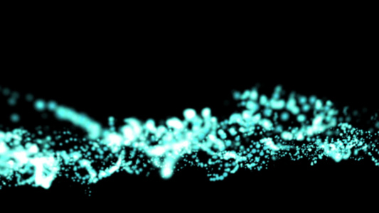 黑色背景上的蓝色粒子动画视频