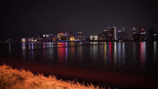 杭州钱江新城城市阳台夜景4K视频视频