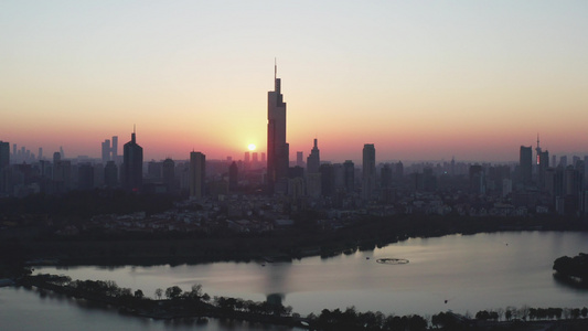 南京城市风光紫峰大厦航拍视频