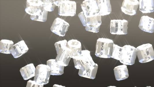 冰块落下动画新鲜度玻璃和液体视频