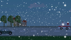 动画动画漫画冬季的城市在夜间25秒视频