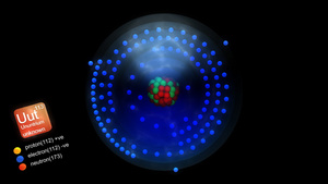 具有元素符号数字质量和元素类型颜色的untrium8秒视频