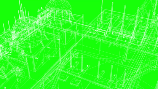 3d3Gfing工业建筑的钢架模型视频