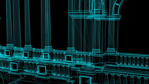 装有柱子的豪华宫殿的框架模型动画23秒视频