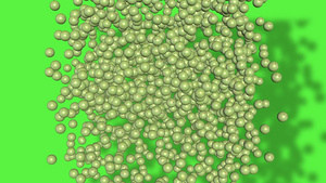 许多小球场的动画在绿屏幕上形成保龄针形状17秒视频