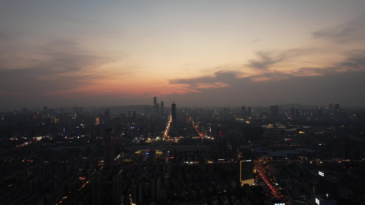 航拍湖南长沙大景夕阳晚霞城市天际线 视频