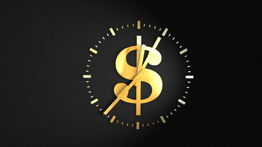 时间和金钱概念动画时钟计时运行视频