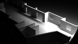 动画图显示以非常详细和准备就绪的三维房屋模型绘制的17秒视频