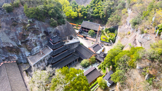 新昌大佛寺4A风景区山谷寺庙航拍合集4K视频