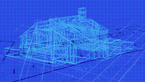 动画图显示以非常详细和准备就绪的三维房屋模型绘制的14秒视频