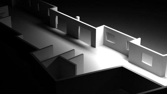 动画图显示以非常详细和准备就绪的三维房屋模型绘制的视频