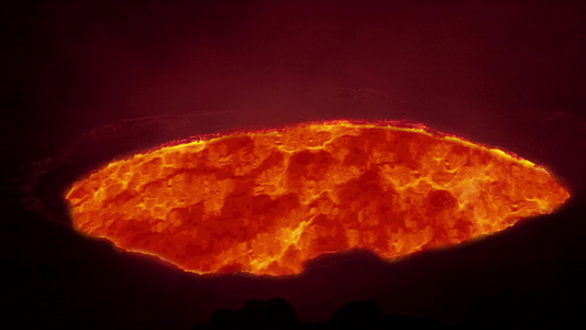 火山爆发火山的红色熔岩从火山顶流出视频