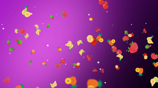 童趣卡通飘飞的水果背景视频视频