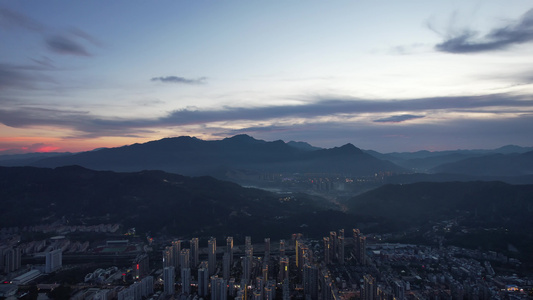 福建龙岩城市落日晚霞夕阳夜幕降临航拍 视频