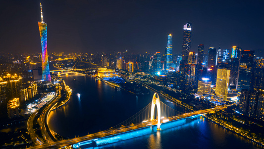8K广州珠江夜景超级繁华夜景宣传延时视频