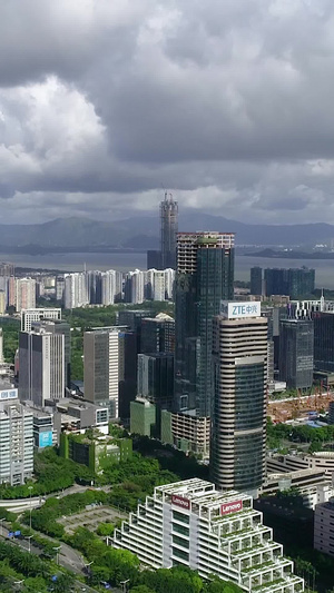 高清航拍深圳南山高新科技产业园区前海方向南山CBD52秒视频