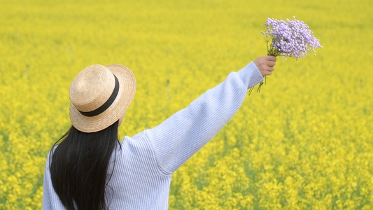 1080升格油菜花海里的少女视频