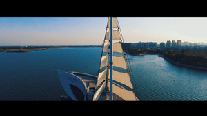 航拍常德柳叶湖帆船中心31秒视频
