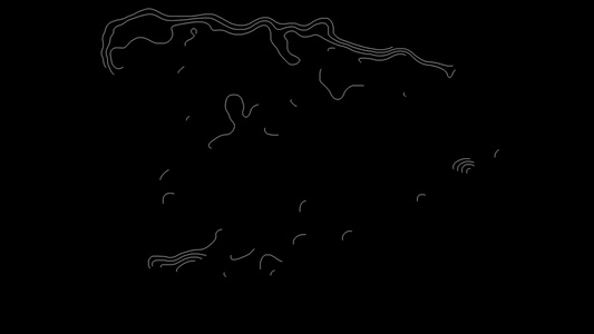 黑背景上西班牙波音的地形轮廓动画视频