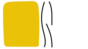 以最小艺术运动风格显示的黄色矩形和曲线线动画14秒视频