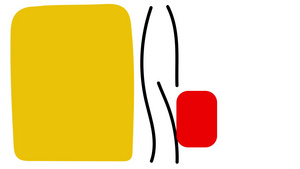在最小艺术运动风格下以曲线线绘制黄色和红色矩形的动画14秒视频