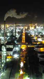 航拍石油化工钢铁厂污染排放延时摄影机械化生产视频