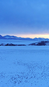 清晨雪山雪景航拍高清实拍视频